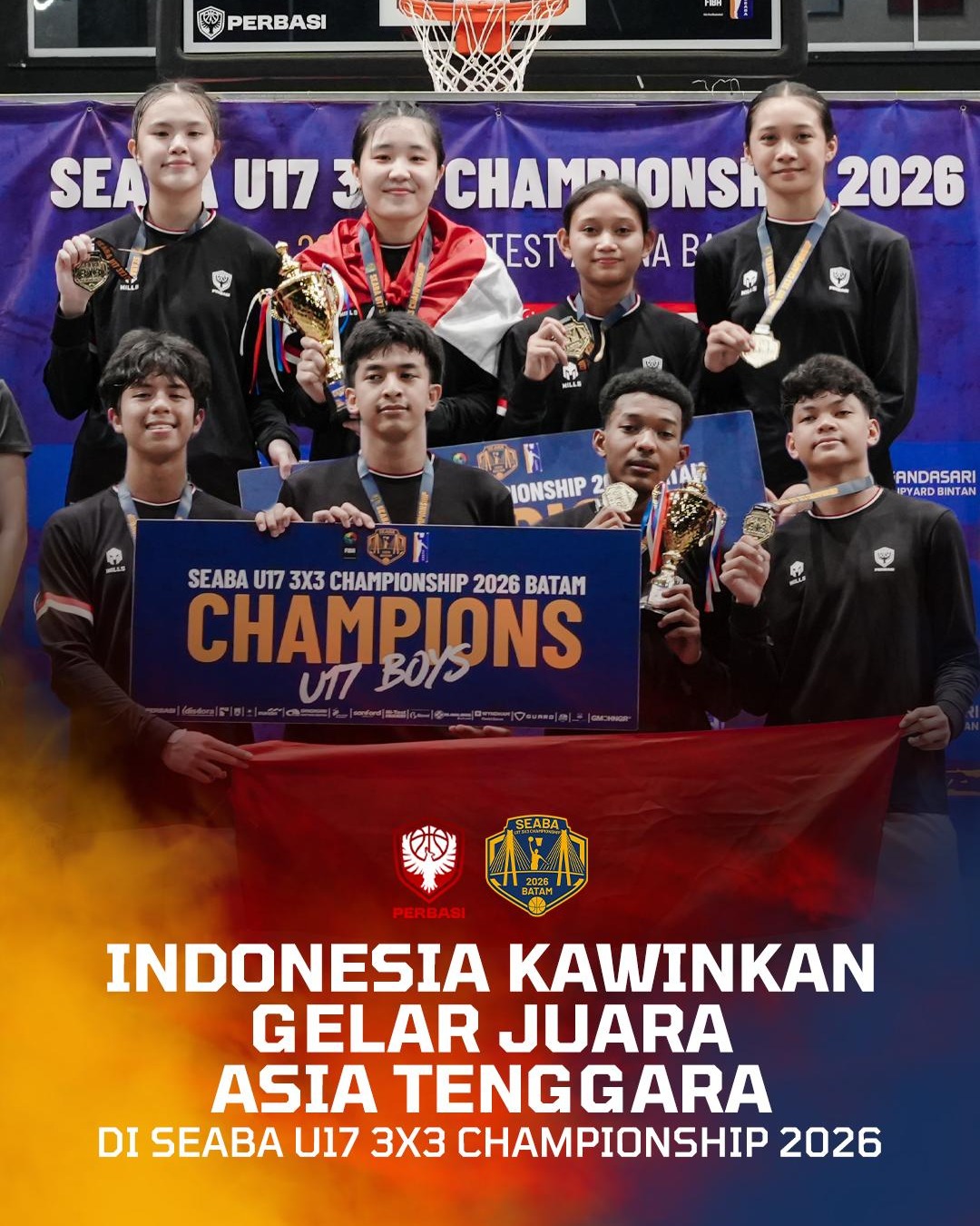 Luar Biasa! Indonesia Kawinkan Gelar Juara Asia Tenggara di SEABA U17 3x3 Championship 2026